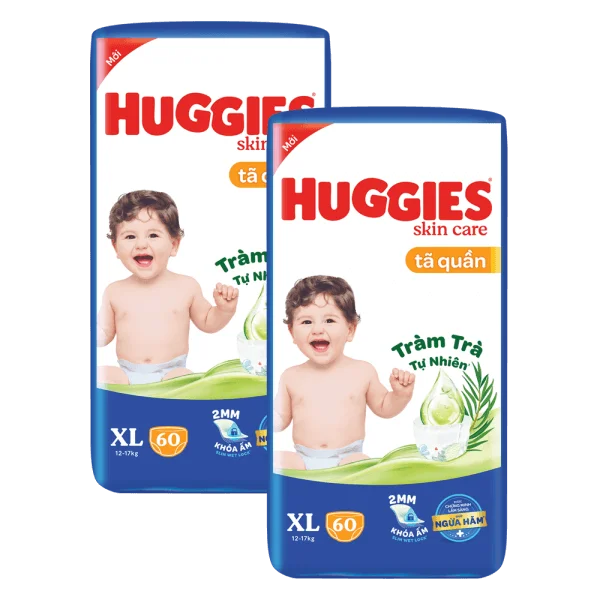 Combo 2 Tã quần Huggies Skincare gói cực đại (XL, 12-17kg, 60 miếng)
