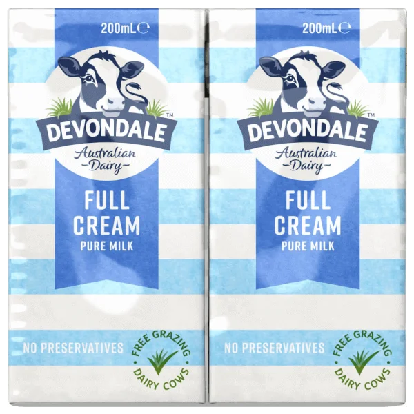 Sữa tươi nguyên chất tiệt trùng DEVONDALE MILK 200ml - Lốc 6 hộp