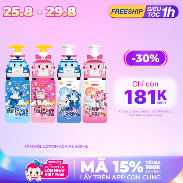 Tắm gội toàn thân cho bé Aga-ae 400ml (xanh)