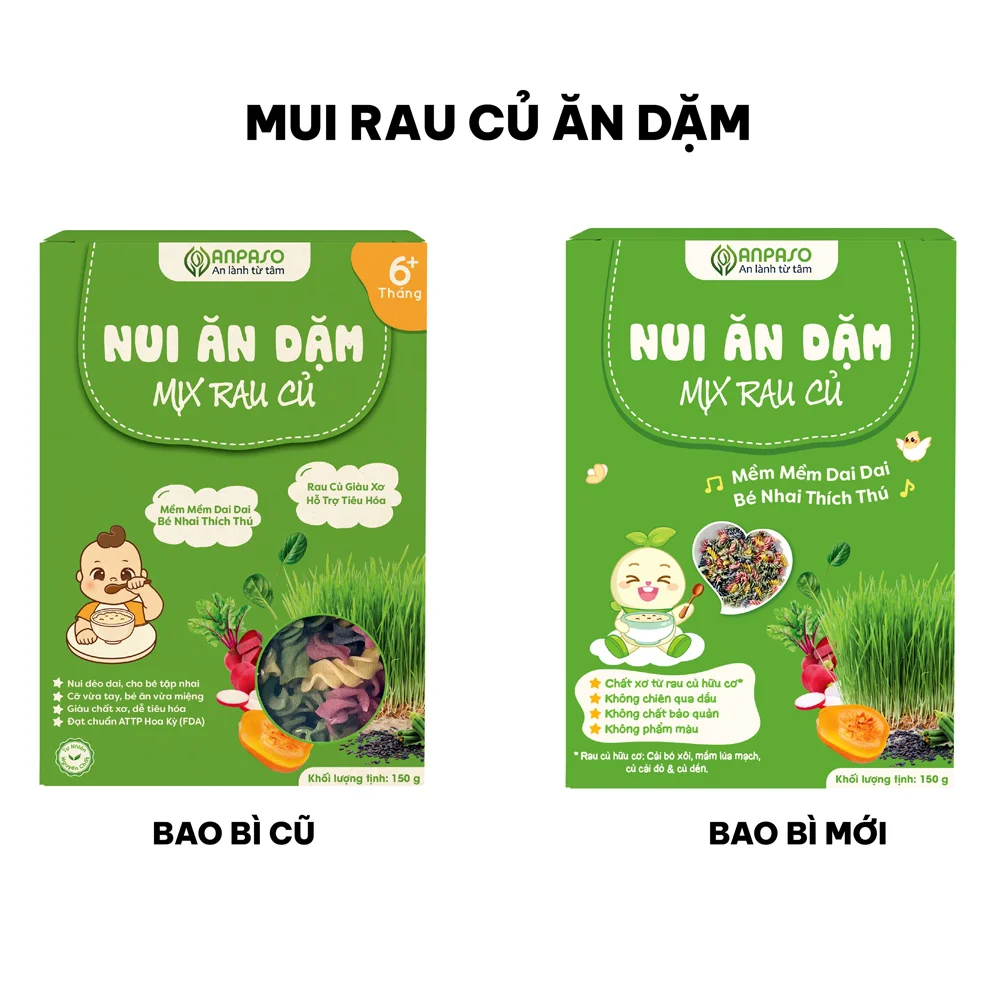 Combo 2 Nui ăn dặm mix rau củ Anpaso 150g