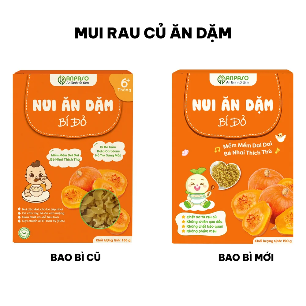 Combo 2 Nui ăn dặm bí đỏ Anpaso 150g