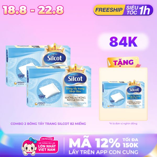 Combo 2 Bông tẩy trang Silcot 82 miếng