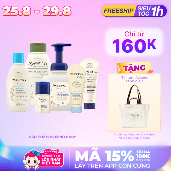 Giảm 30.000 đồng khi mua đơn hàng Aveeno từ 299.000 đồng