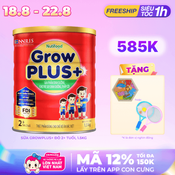 Sữa GrowPLUS+ Đỏ 2+ 1.5kg (Từ 2 tuổi)