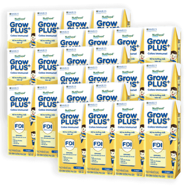 Combo 6 lốc Sữa GrowPLUS+ Colos Immunel 180ml, lốc 4 hộp (Trên 1 tuổi)