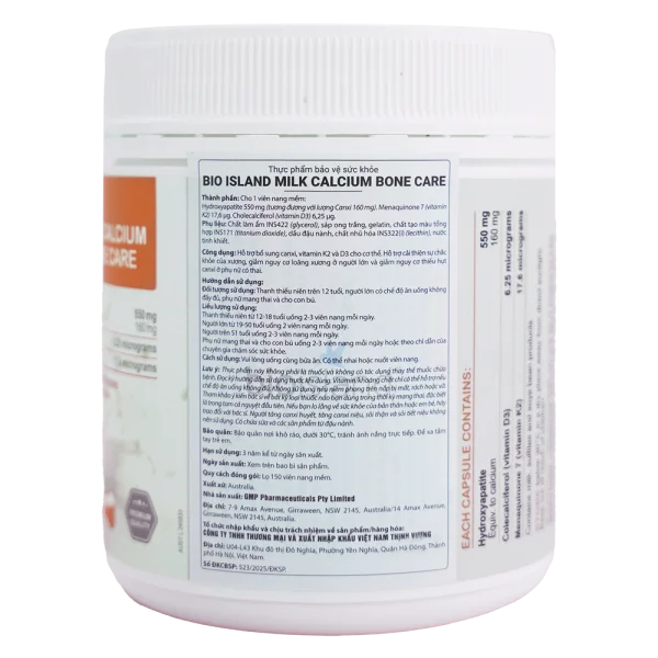 Thực phẩm bảo vệ sức khỏe BioIsland Milk Calcium Bone Care