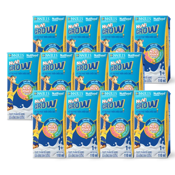 Combo 3 lốc TPBS Sữa Dinh Dưỡng Pha Sẵn Nuvi Grow, 1+ tuổi, 110ml (Lốc 4 hộp)