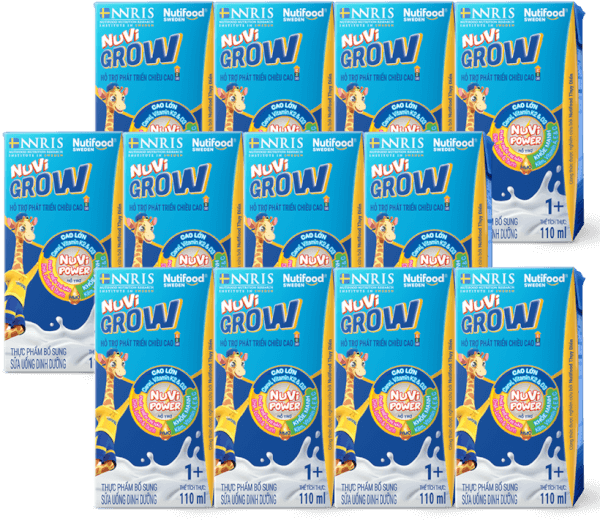 Combo 3 lốc TPBS Sữa Dinh Dưỡng Pha Sẵn Nuvi Grow, 1+ tuổi, 110ml (Lốc 4 hộp)