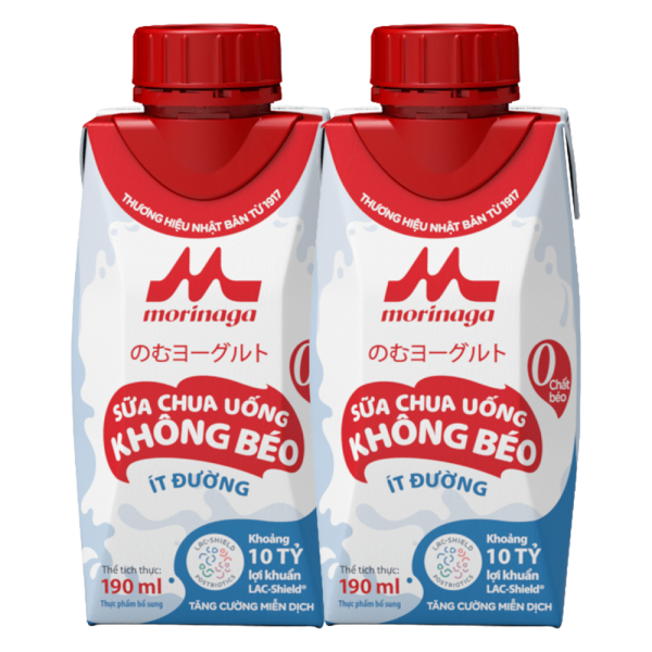 Combo 2 Sữa chua uống không béo ít đường Morinaga 190ml