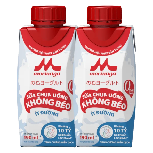 Combo 2 Sữa chua uống không béo ít đường Morinaga 190ml