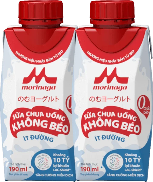 Combo 2 Sữa chua uống không béo ít đường Morinaga 190ml