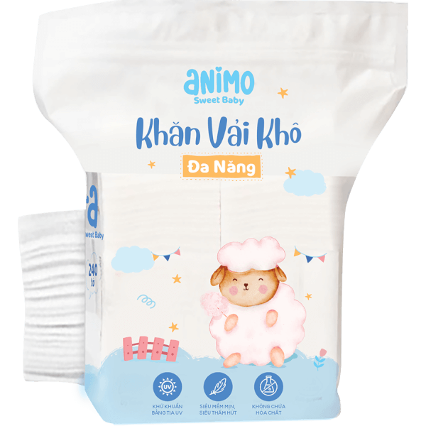 Combo 3 Khăn vải khô đa năng Animo - 240 tờ