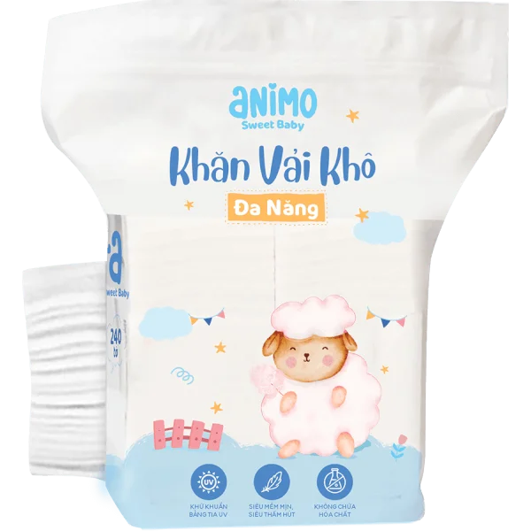 Combo 3 Khăn vải khô đa năng Animo - 240 tờ