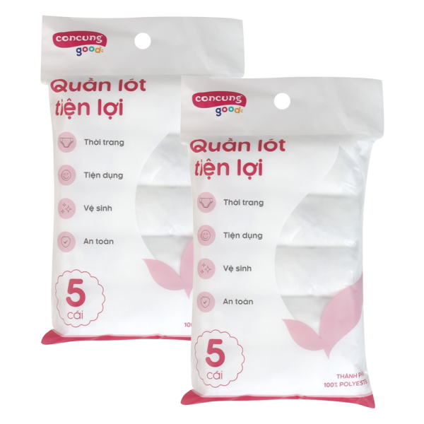 Combo 2 Quần lót tiện lợi Concung Good (PE, size XL, 5 cái/gói)