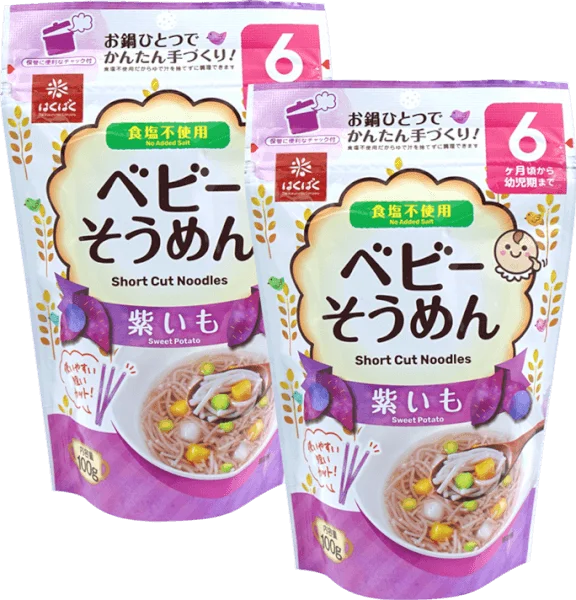 Combo 2 Mì ăn dặm Hakubaku - Mì Baby Somen vị khoai lang