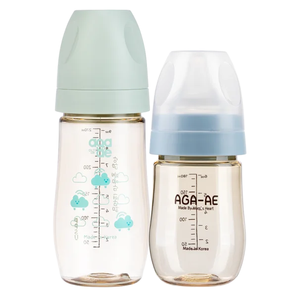 Combo 2 Bình sữa PPSU Aga-ae: 180ml (xanh) và 270ml (mây xanh)