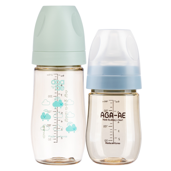 Combo 2 Bình sữa PPSU Aga-ae: 180ml (xanh) và 270ml (mây xanh)
