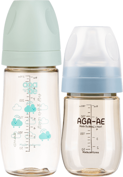 Combo 2 Bình sữa PPSU Aga-ae: 180ml (xanh) và 270ml (mây xanh)