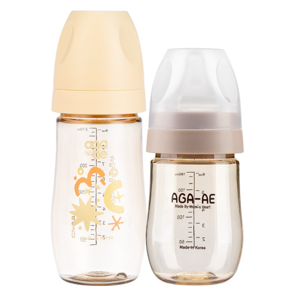 Combo 2 bình sữa PPSU Aga-ae: 180ml (Beige) và 270ml (nắng mai)