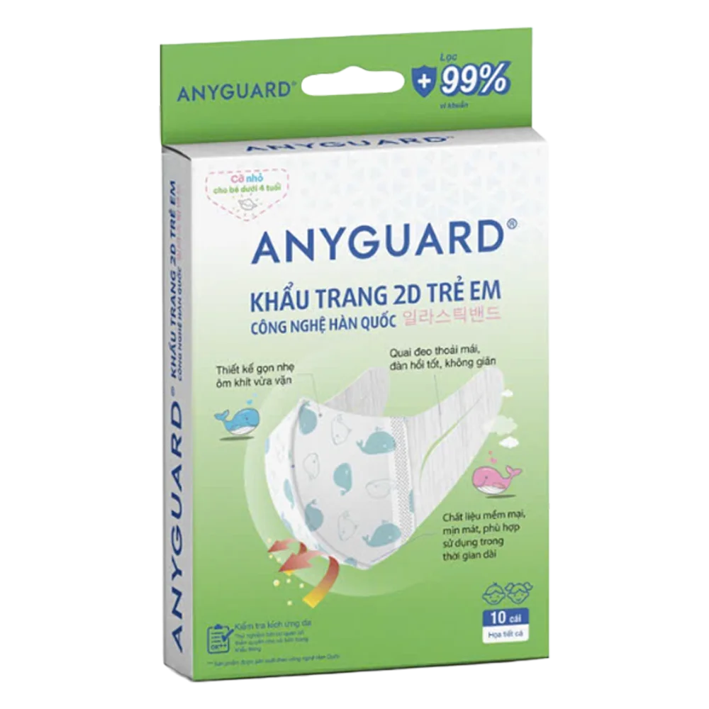 Khẩu trang y tế 2D Anyguard cho bé dưới 4 tuổi (10 cái/hộp)