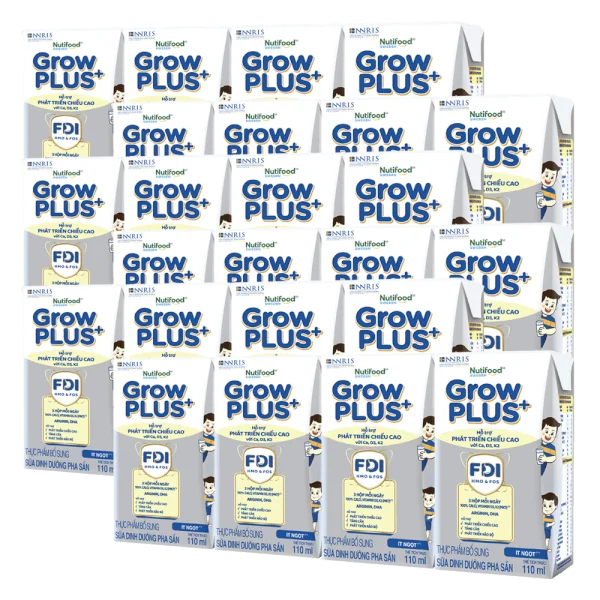 Thùng 6 lốc sữa dinh dưỡng pha sẵn GrowPLUS+ (Bạc), 4x110ml (trên 1 tuổi)