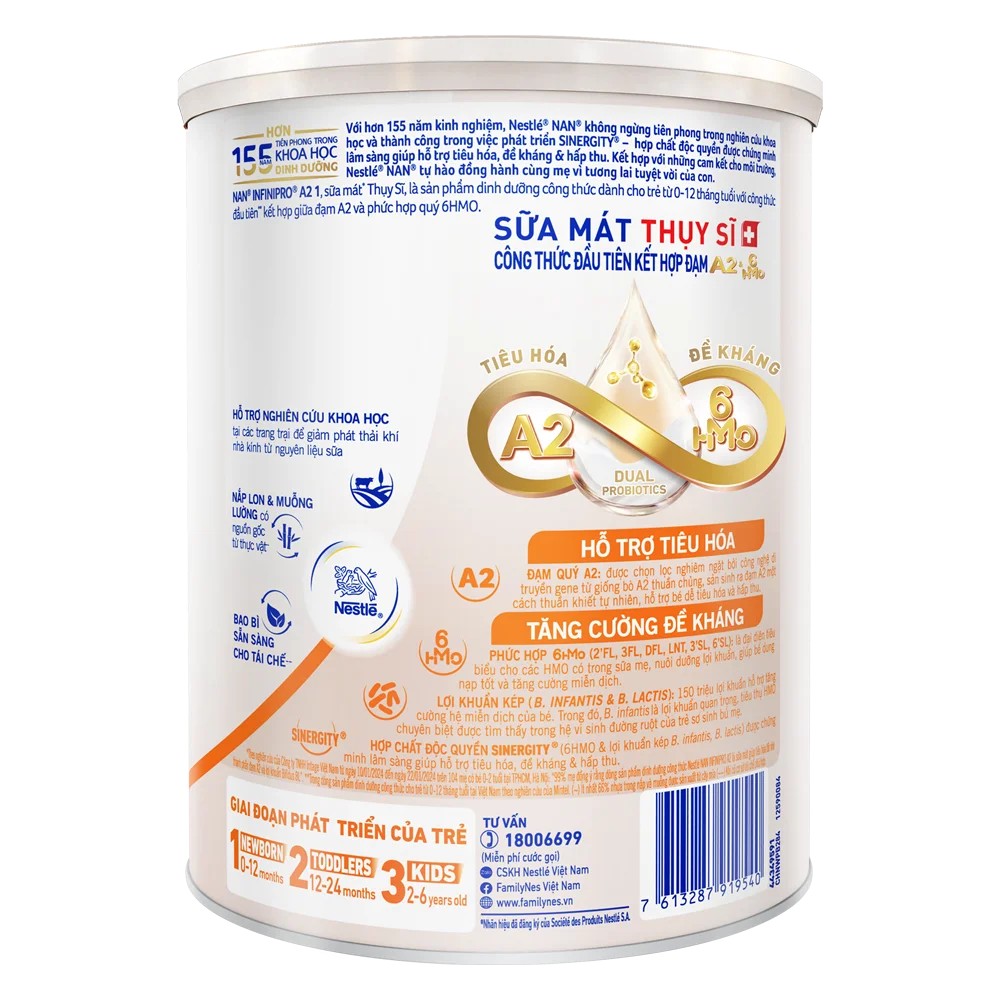 Sữa Nestlé NAN INFINIPRO A2 số 1 800g (6HMO) (0-1 tuổi)