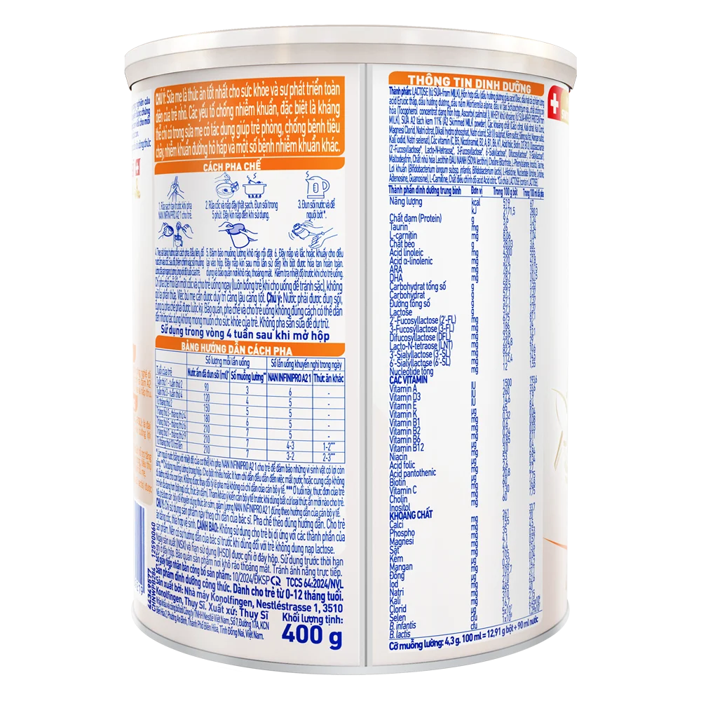 Sữa Nestlé NAN INFINIPRO A2 số 1 400g (6HMO) (0-1 tuổi)