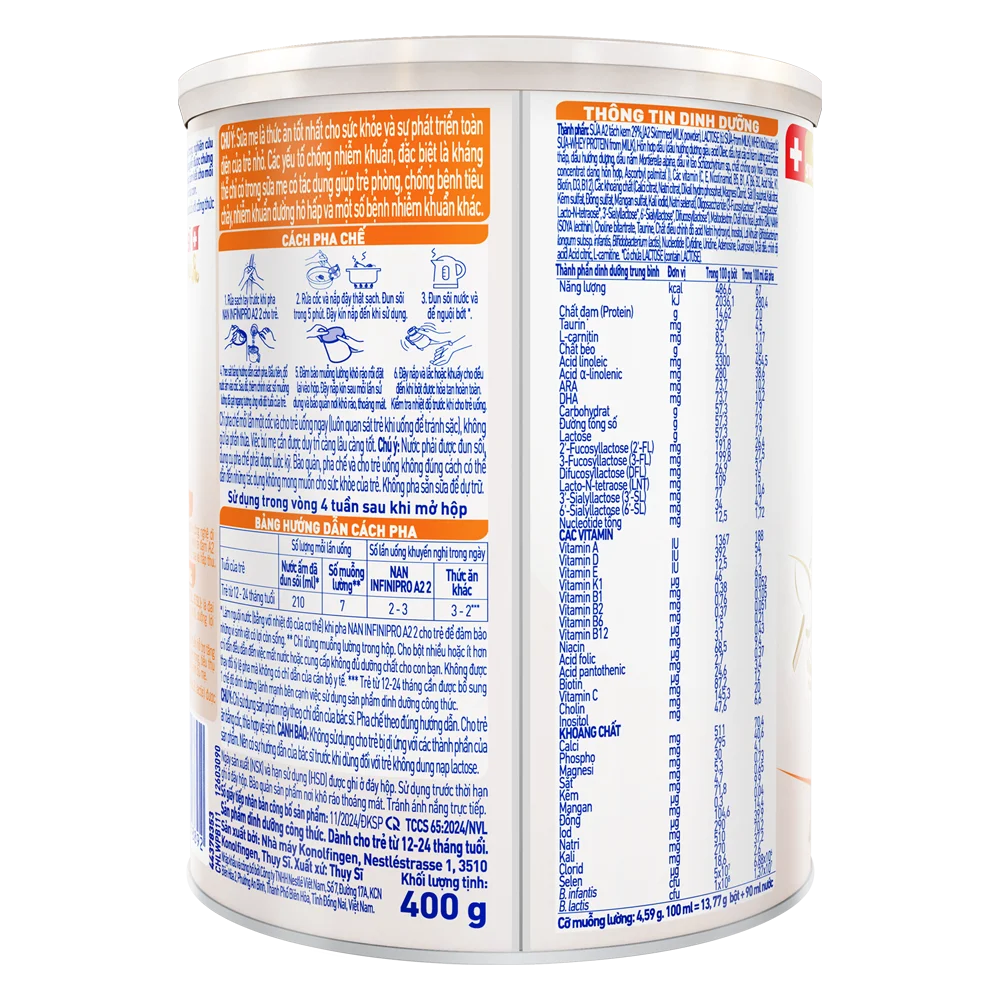 Sữa Nestlé NAN INFINIPRO A2 số 2 400g (6HMO) (1-2 tuổi)