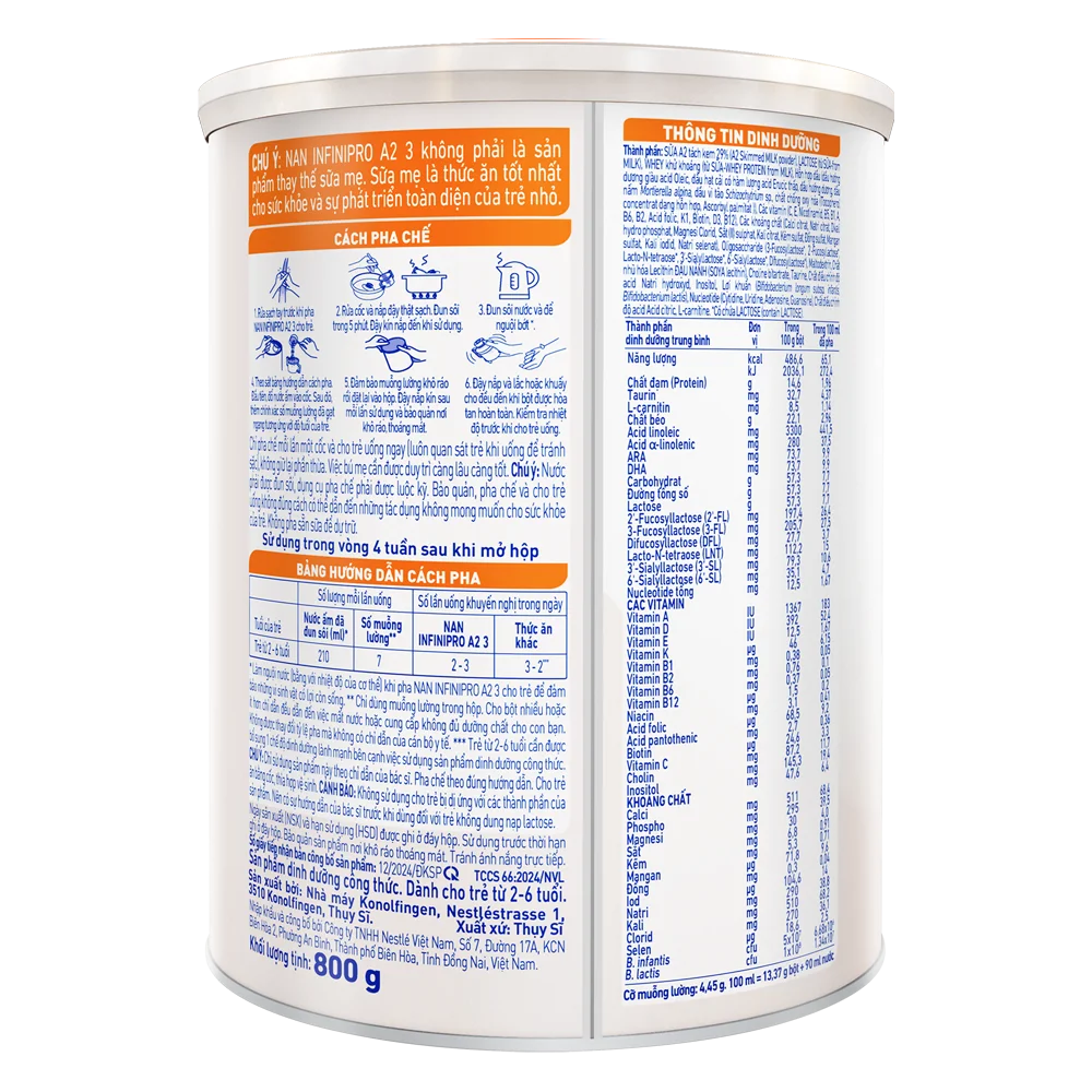 Combo 2 Sữa Nestlé NAN INFINIPRO A2 số 3 800g (6HMO) (2-6 tuổi)