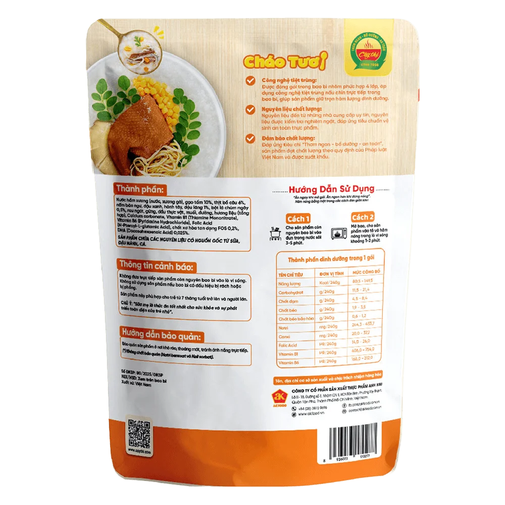 Cháo tươi Cây Thị bồ câu chùm ngây