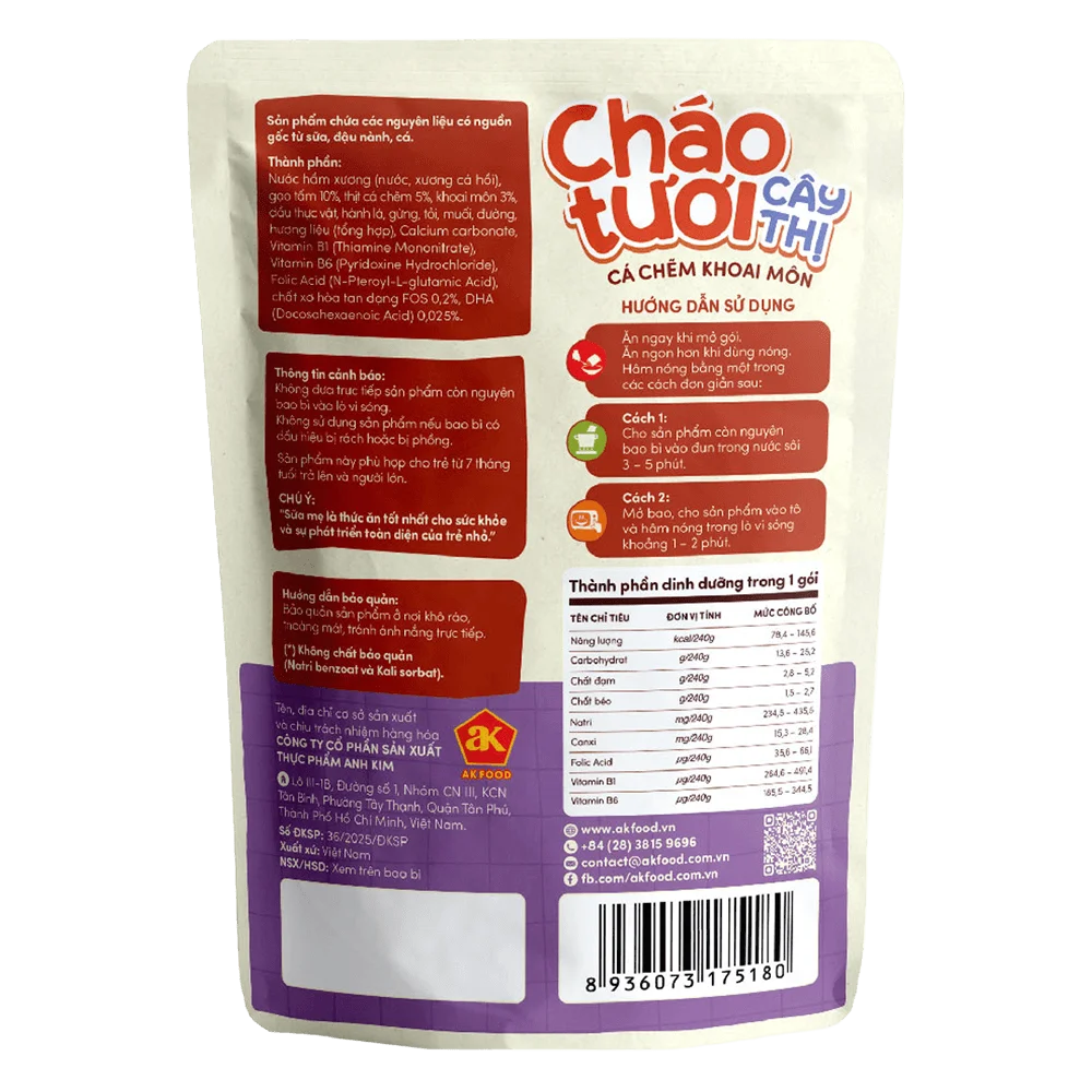 Cháo tươi Cây Thị cá chẽm khoai môn