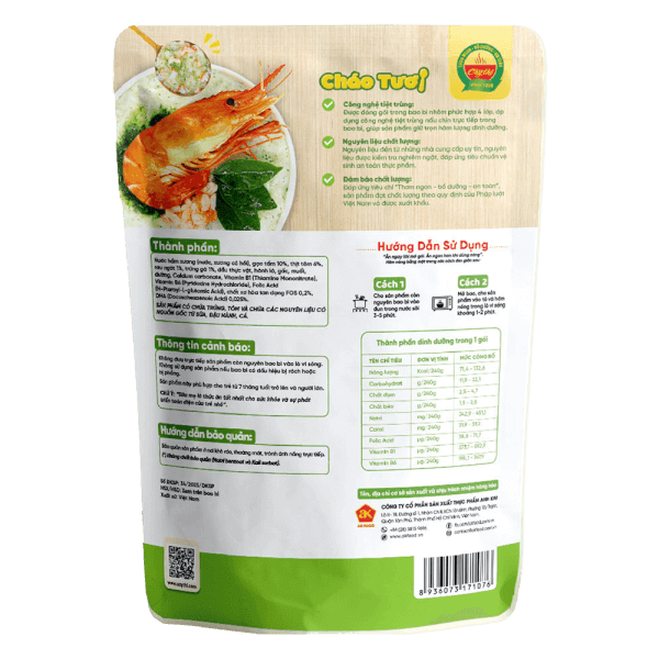 Cháo tươi Cây Thị tôm rau ngót
