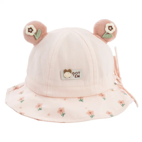 Nón em bé gái 0-12M vành tròn Animo A2503_JK009 (46cm,Màu be)