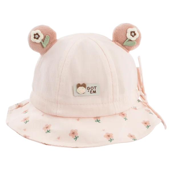 Nón em bé gái 0-12M vành tròn Animo A2503_JK009 (46cm,Màu be)