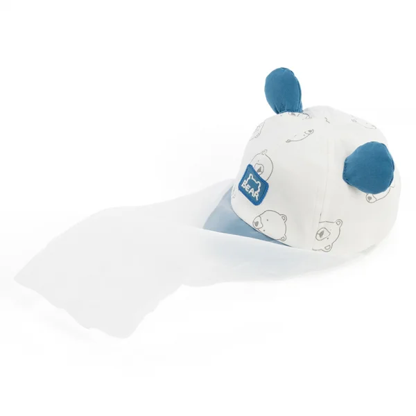 Nón lưỡi trai khăn voan bé trai 0-12M Animo A2506_MN035 (44cm,Xanh-Trắng)