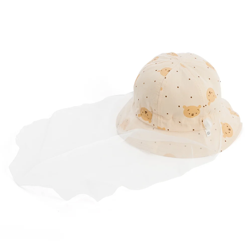 Nón vành tròn khăn voan em bé 0-12M Animo A2506_MN037 (46cm,Kem)