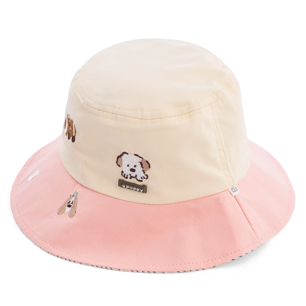 Nón bé gái lớn 3-6Y vành tròn Animo A2506_MN024 (52cm,Hồng-Kem)