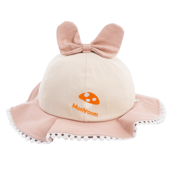 Nón bé gái lớn 3-6Y vành tròn Animo A2506_MN022 (52cm,Hồng-Kem)
