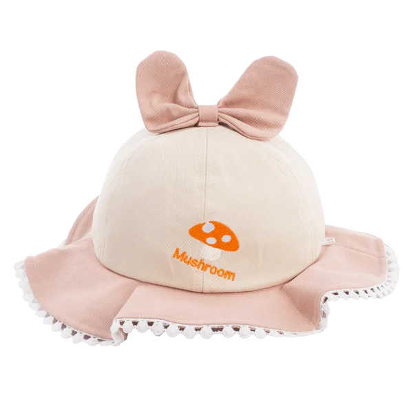 Nón bé gái lớn 3-6Y vành tròn Animo A2506_MN022 (52cm,Hồng-Kem)