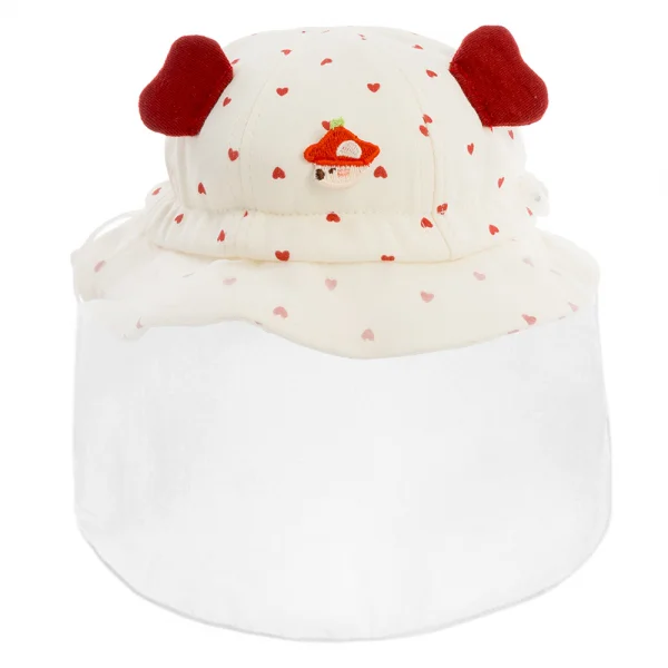 Nón vành tròn khăn voan bé gái 0-12M Animo A2506_MN039 (44cm,Kem-Đỏ)