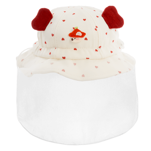 Nón vành tròn khăn voan bé gái 0-12M Animo A2506_MN039 (44cm,Kem-Đỏ)