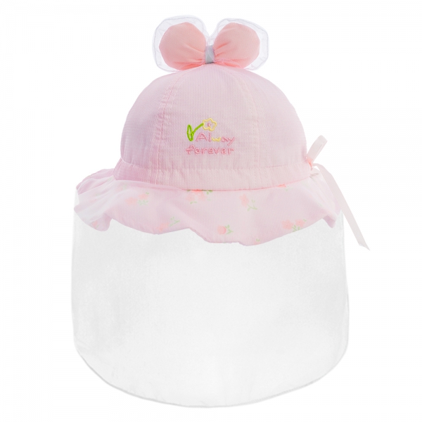Nón vành tròn khăn voan bé gái 0-12M Animo A2506_MN038 (46cm,Hồng nhạt)