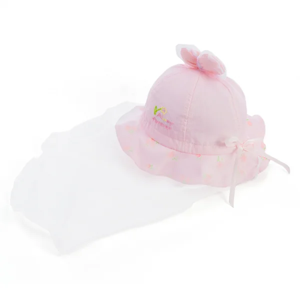 Nón vành tròn khăn voan bé gái 0-12M Animo A2506_MN038 (46cm,Hồng nhạt)