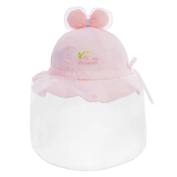 Nón vành tròn khăn voan bé gái 0-12M Animo A2506_MN038 (46cm,Hồng nhạt)