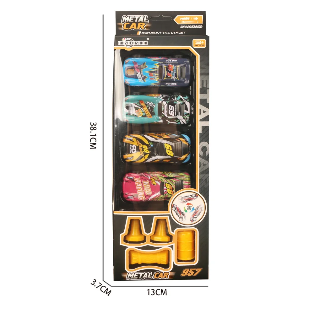 Bộ 4 xe ô tô chạy trớn siêu ngầu đa màu RFD634703 C504