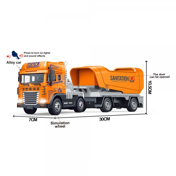 Xe tải vệ sinh môi trường có đèn và âm thanh RFD594963 C504 (Cam)
