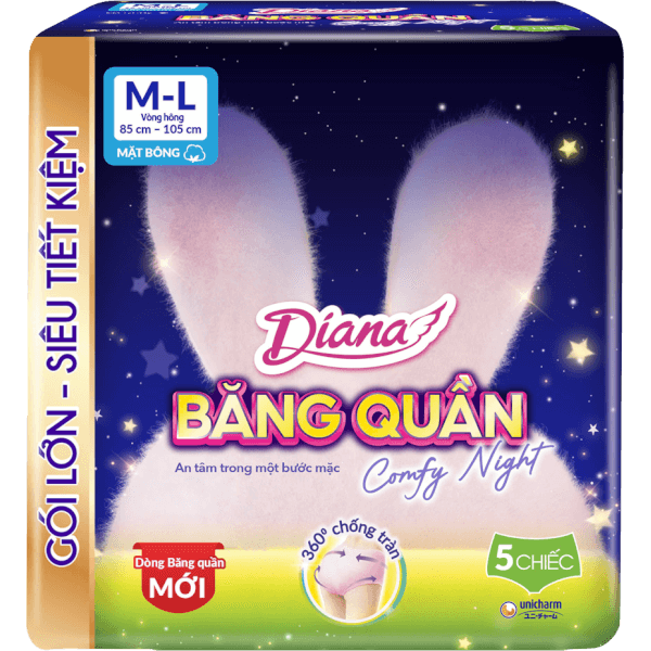 Băng vệ sinh quần Diana Comfy Night M/L (5 miếng)