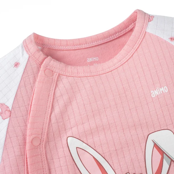 Set 2 bodysuit rayon chống muỗi dài Animo VD0825031 (0-3M,Hồng-dâu,TT06)