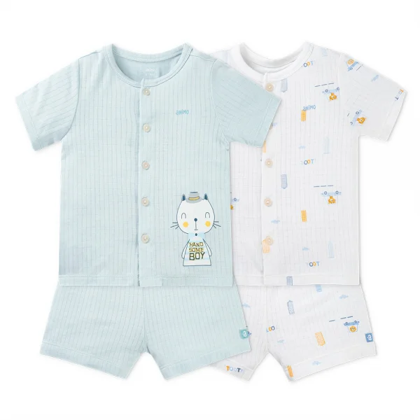 Set 2 bộ rayon chống muỗi ngắn Animo VD0825023 (0-24M,Ngọc-trắng,TT06)