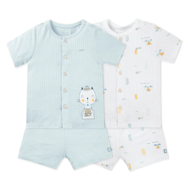 Set 2 bộ rayon chống muỗi ngắn Animo VD0825023 (0-24M,Ngọc-trắng,TT06)